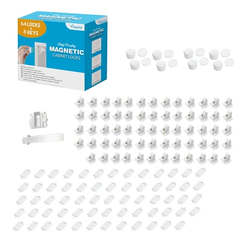 Miniatura 11 de Vmaisi Cerraduras magnéticas adhesivas para armarios y cajones (paquete de 24 y 4 llaves + cuna)
