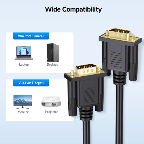Miniatura 5 de Cable Matters Cable VGA a VGA de 6 pies con ferritas (cable VGA, cable de monitor VGA, cable de monitor de computadora, VGA macho a macho)