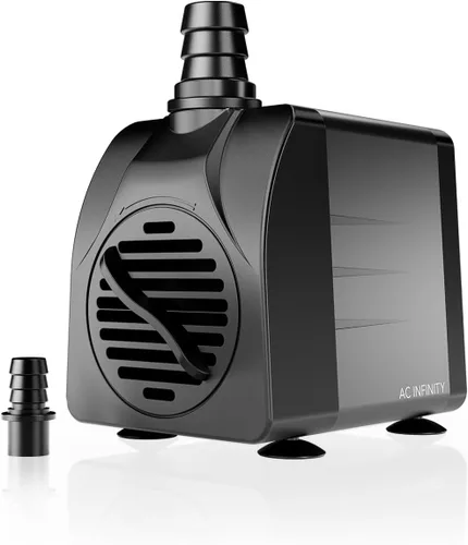 AC Infinity Bomba de agua sumergible de 220 GPH (833 L/H, 18 W), bomba de fuente ultra silenciosa con elevación de 5 pies de alto, cable de