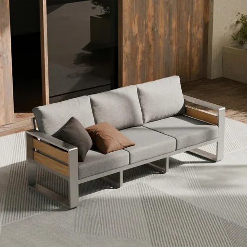Miniatura 13 de ZANDOR Juego de muebles de aluminio para patio al aire libre, 4 piezas de metal moderno, sofá seccional para conversación al aire libre con mesa