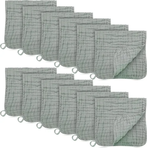 Miniatura 22 de Paquete de 12 paños de muselina para eructos, grandes de 20 x 10 pulgadas, ultra absorbentes, 100% algodón para babas y desorden del bebé, trapo