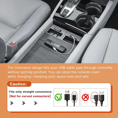 Miniatura 4 de Adaptador TACOBRO para cable de teléfono compatible con Honda Pilot 2016-2022/Ridgeline 2017-2023/Passport 2019-2023 para consola central, juego
