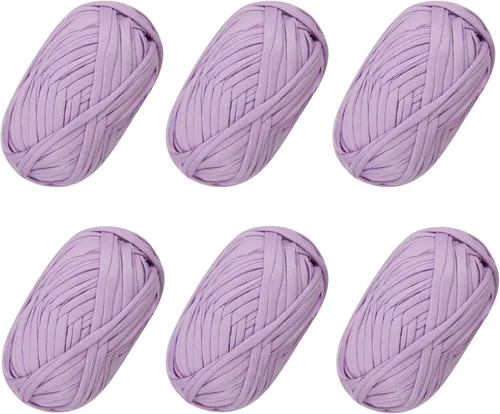 Miniatura 51 de 2 piezas de tela elástica para camisetas, hilo de crochet para tejer DIY, hilo de punto grueso tipo espagueti para proyectos de bolsos, mantas