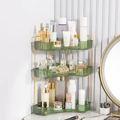 Miniatura 5 de CESTATIVO Organizador de esquina para mostrador de baño, bandejas de tocador, organizador de cosméticos y maquillaje, estante de baño