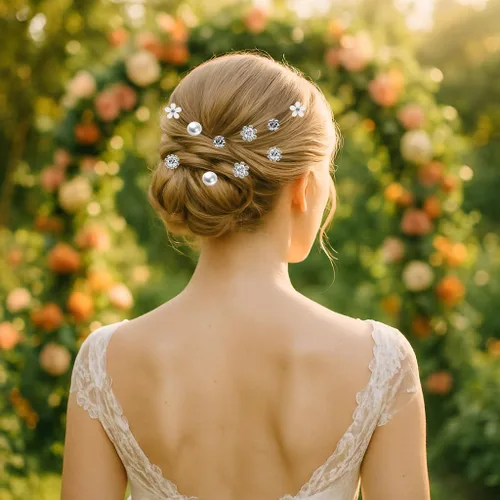 Miniatura 7 de 40 horquillas para el cabello de boda para novias, perlas y cristales, accesorios para el cabello de novia con diamantes de imitación para damas