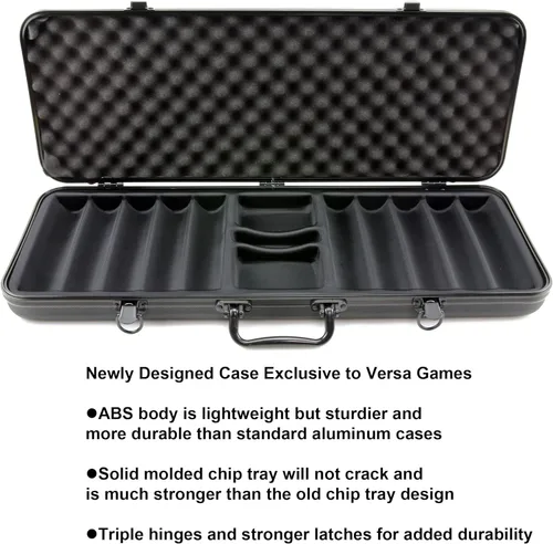 Miniatura 2 de Versa Games Caja de fichas de póquer en caja negra de 500 piezas de póquer - Material ABS resistente - Bandeja interior duradera para fichas