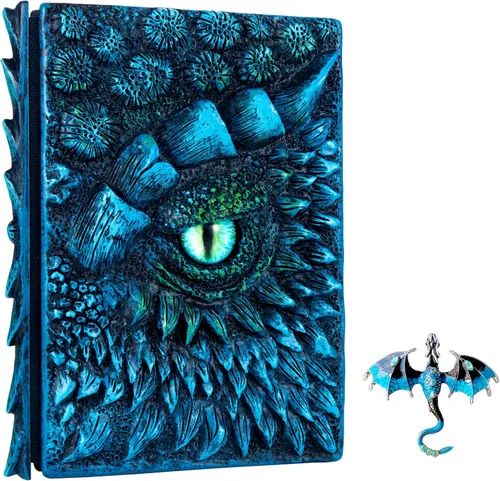 Miniatura 12 de Diario 3D en relieve de ojo de dragón en relieve, cuaderno grabado de resina, cuaderno Dnd para los amantes de los dragones, papel en blanco, bloc