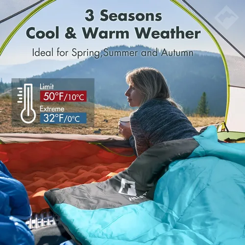Miniatura 5 de VILLEY Camping Sleeping Bag for Adults Boys and Girls, Lightweight Compact Backpacking Sleeping Bag for Outdoor, Traveling, Hiking