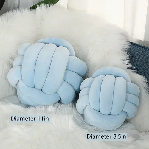 Miniatura 3 de Almohada de nudo en forma de bola, cojín redondo, juguetes de peluche para decoración de habitación de niños, juguete calmante para aliviar el Azul