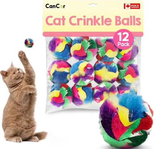 Miniatura 8 de Paquete de 4 bolas de juguete arrugadas para gatos Juguetes suaves para gatos y gatitos de interior Acetato de grado alimenticio más seguro que