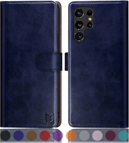 Miniatura 14 de SUANPOT Funda de cuero tipo cartera para Samsung Galaxy S22 Ultra con bloqueo RFID, tarjetero para tarjetas de crédito, funda de teléfono con tapa
