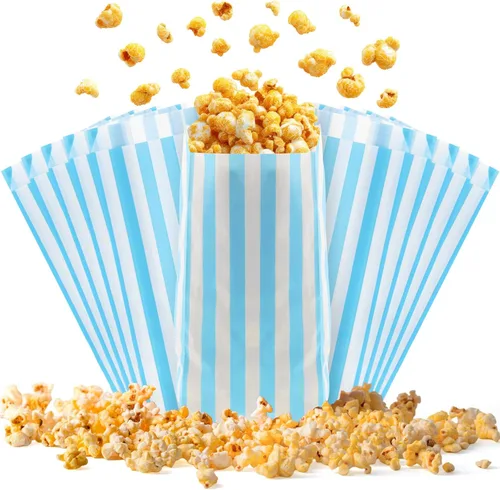 Miniatura 10 de 100 bolsas de papel para palomitas de maíz, para porciones individuales, pequeñas bolsas de palomitas de maíz desechables para fiestas, aperitivos