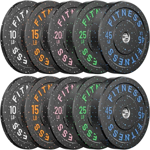 Miniatura 18 de Papababe Placas de peso, juego de placas de pesas de 2 pulgadas, placas de peso de goma protectoras para el suelo, placas de parachoques de 10 a 600