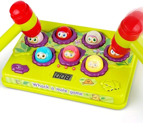 BAODLON Juego interactivo de golpear a la rata, juguetes para niños pequeños, juguete musical con luz, juguete de desarrollo temprano, regalo