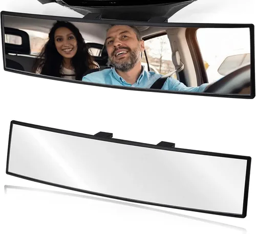 OBTANIM Espejo retrovisor para automóvil de 10.6 pulgadas, vidrio HD, antirreflejo, clip panorámico gran angular, accesorios para espejo retrovisor