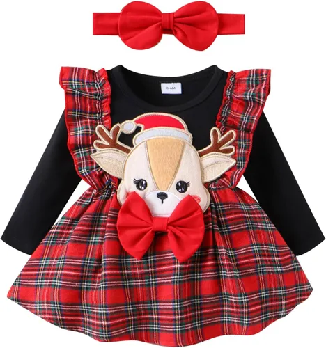 Vestido de Navidad para niña pequeña, vestido de Acción de Gracias, vestido de retazos con volantes, vestido de manga larga para bebé