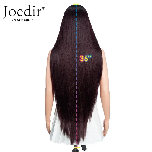 Miniatura 4 de Joedir Peluca de 36 pulgadas súper larga recta ligera Yaki pelucas sintéticas de encaje frontal pelucas para mujeres NTHL1B/99J/118