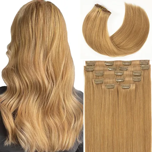Miniatura 28 de Lacer Hair Glam - Extensiones de cabello humano con clip, sin costuras, color negro hueso, 4.33 oz, 7 unidades, 20 pulgadas, con clip de trama