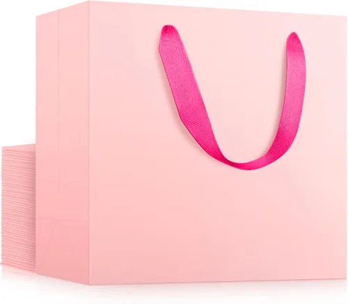 Miniatura 22 de EUSOAR Bolsas de papel de regalo de tamaño pequeño, paquete de 25 bolsas de papel negro resistentes de 8.6 x 3.9 x 7 pulgadas con asas a granel