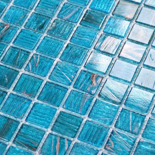 Azulejo de mosaico de vidrio azul azul celeste de 11.5 pies cuadrados para baño, piscina, protector contra salpicaduras | Waterproof Wall & Floor