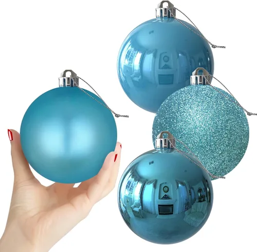 Miniatura 21 de Bolas de Navidad Grandes de 3.2" en Azul Bebé - Adornos para Árbol de Navidad, Bolas Colgantes Inastillables para Cumpleaños, Halloween, Boda