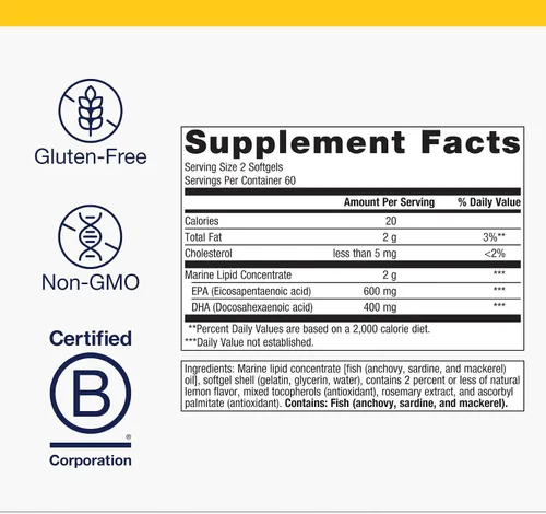 Miniatura 4 de Metagenics OmegaGenics EPA-DHA 500 - Suplemento de aceite de pescado de alta potencia para la salud cardiovascular* - De origen sostenible y probado