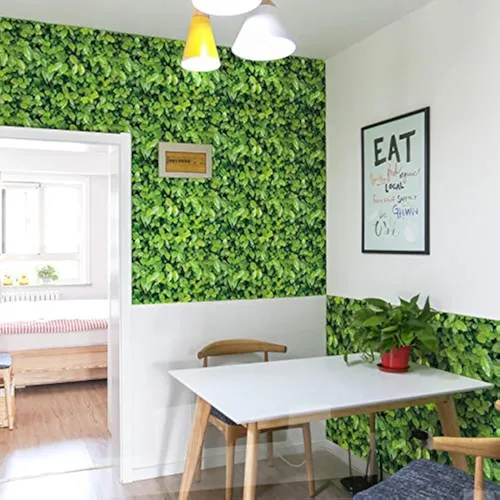 MyFun - Papel pintado de hojas verdes de la naturaleza, PVC autoadhesivo y removible, adhesivo de césped para pared, decoración de césped, 32.8 pies