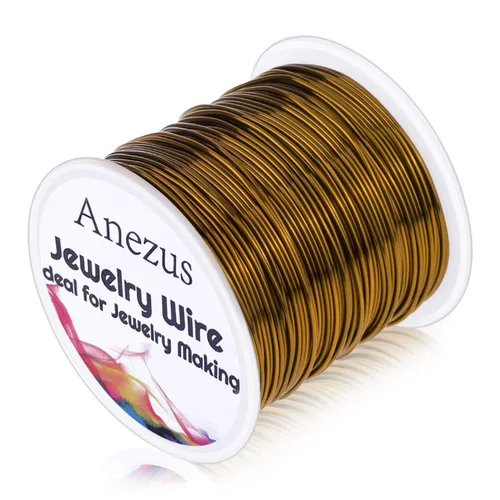 anezus Alambre de joyería de calibre 20, alambre para manualidades de 28 yardas, alambre de cobre resistente al deslustre, para suministros de