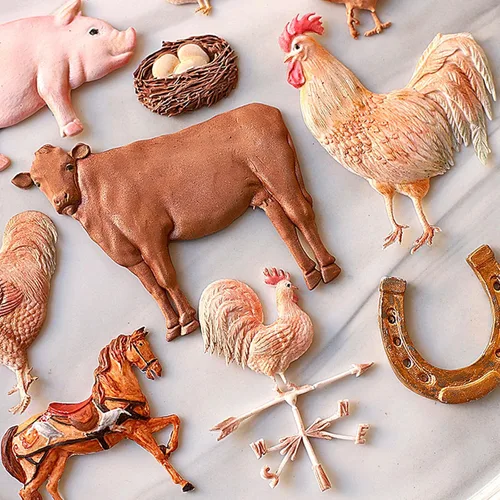 Miniatura 5 de Molde de silicona para ganado, moldes de chocolate de cerdo de gallo de granja, molde para hornear fondant de caballo para decoración de pasteles