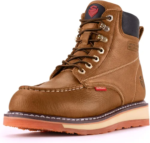 Miniatura 8 de SUREWAY Mens Heavy Duty Soft/Composite/Steel Toe Work Boots for Men-Comfortable,GoodyearWelt,Full Grain Leather,6 in Wedge Moc Toe Construction