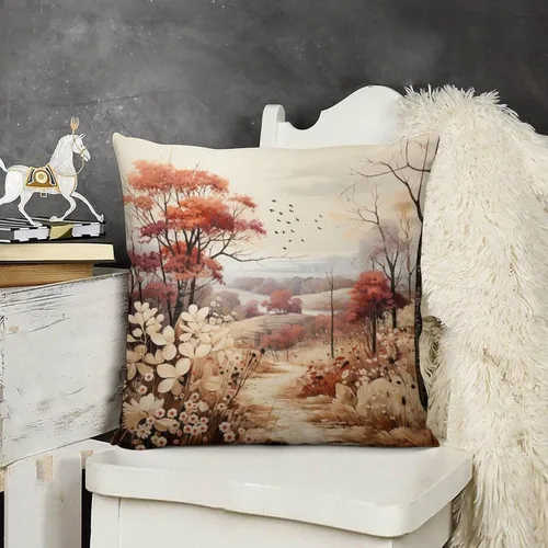 Miniatura 13 de Fundas de almohada decorativas cuadradas de terciopelo con diseño de paisaje, campo, otoño, otoño, 12 x 12 pulgadas, para Acción de Gracias