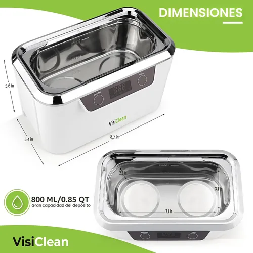 Miniatura 7 de Limpiador ultrasónico, limpiador ultrasónico profesional para anillos de diamante, plata, oro, aretes, collares, anteojos, dentaduras, retenedor