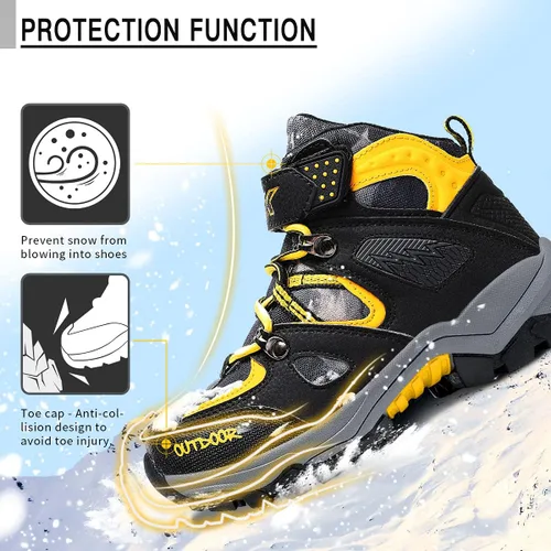 Miniatura 4 de Littleplum Boys Snow Boots Winter Waterproof Antiskid Boots Hiking Outdoor Shoes Booties for Unisex Kids (Little KidBig Kid)
