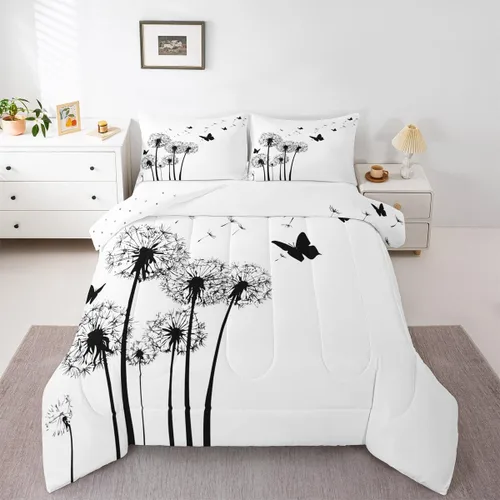 Miniatura 27 de Erosebridal Juego de ropa de cama de guitarra, juego de edredón de notas musicales de mariposa, tamaño individual, juego de edredón de música hip