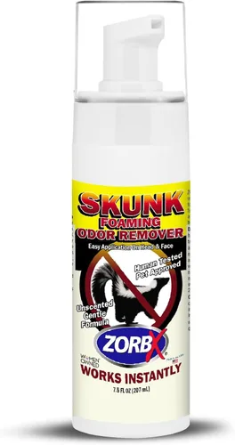ZORBX Espuma eliminadora de olores de mofeta sin perfume de 7.5 onzas líquidas, eliminación de olores de mofeta de acción rápida, removedor de