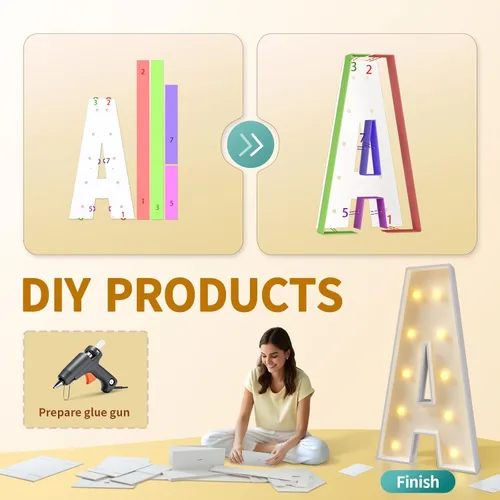 Miniatura 2 de imprsv Letras de marquesina iluminadas, letras de mosaico de 1.2 m con luz para decoración de baby shower, graduación, gran J para decoraciones