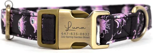 Miniatura 32 de Collar de perro personalizado con nombre y número de teléfono grabado, collar ajustable personalizado para cachorros, collar de algodón orgánico