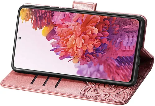 Miniatura 4 de Funda tipo cartera para Samsung Galaxy S20 FE (5G), diseño de flor de mariposa en relieve, piel sintética de alta calidad, función atril, ranuras