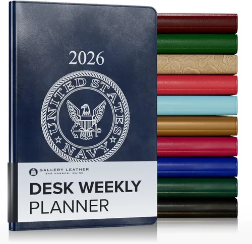 Miniatura 96 de Gallery Leather Agenda semanal y mensual grande 2025-2026, agenda y cuaderno con elegantes bordes de página dorados dorados, 12 meses, cactus Cactus