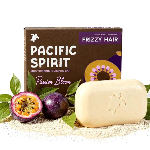 Passion Bloom - Barra de champú antiencrespamiento para cabello rizado y encrespado, aceite de coco y maracuyá, 3.53 onzas