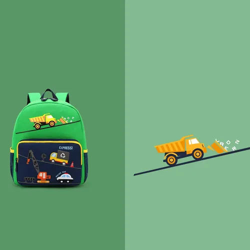 Miniatura 7 de willikiva Mochila infantil de dinosaurio para niños y niñas, bolsa preescolar impermeable (autobús verde)
