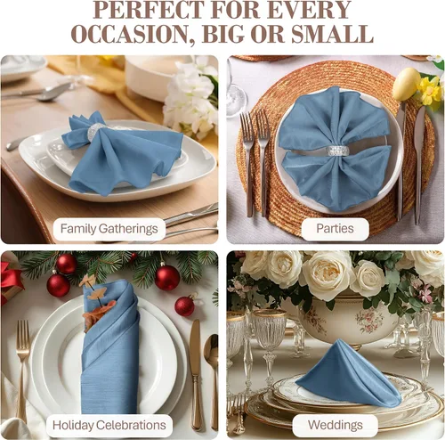 Miniatura 4 de Ultimate Textile -1 docena - Reversible Shantung Satin - Majestic - Servilletas de tela Majestic de 17 x 17 pulgadas color azul pizarra