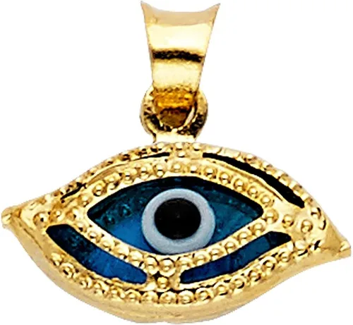 Miniatura 2 de Collar de ojo turco de oro amarillo de 14 quilates para mujer con cadena Figaro 3+1 de 0.047 in