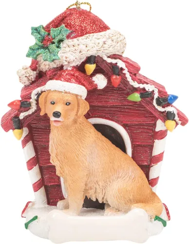 Kurt S. Adler Golden Retriever Holiday - Adorno colgante de resina de 4 pulgadas, color rojo y marrón