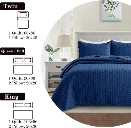 Miniatura 385 de MOONLIGHT20015 Edredón tamaño King (106 x 96 pulgadas) con 2 fundas de almohada (20 x 36 + 2 pulgadas) para todas las estaciones, juego de cama Azul