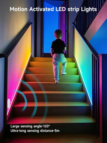 Miniatura 4 de KANTUTOE Tira de Luz LED Activada por Movimiento, 16.4 Pies de Tira de Luz LED con Sensor de Movimiento para Interiores con Control por APP, Luces