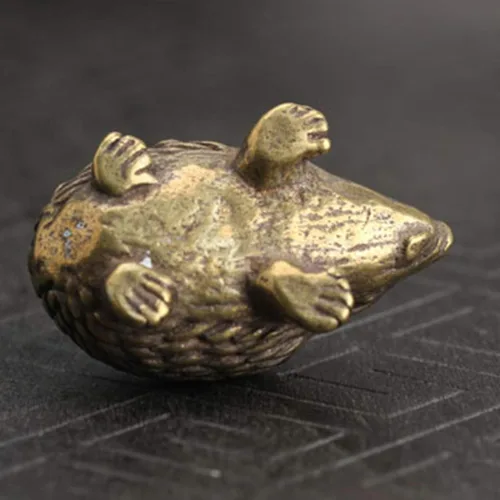 Miniatura 6 de LIOOBO Estatuilla de erizo de latón macizo en miniatura para decoración del hogar