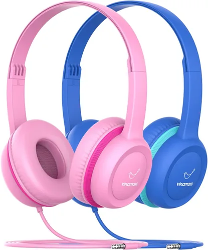 Miniatura 12 de vinamass Auriculares para niños, auriculares con cable para niños con limitador de volumen seguro, auriculares para niños con cable de 0.138 in