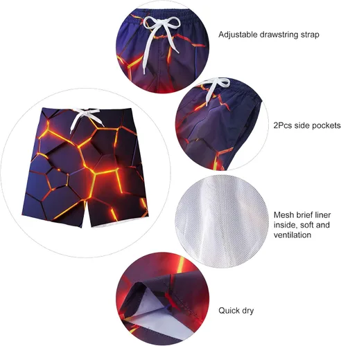 Miniatura 5 de UNICOMIDEA - Pantalones cortos de playa para niños, traje de baño para playa y piscina, secado rápido, traje de baño para niños, pantalones cortos