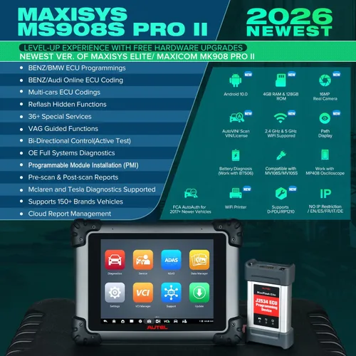 Miniatura 3 de Autel Escáner MaxiSYS MS908S PRO II: 2026 Igual que MSUltra MS919 Elite II PRO con función J2534 ECU, herramienta de escaneo bidireccional, hasta